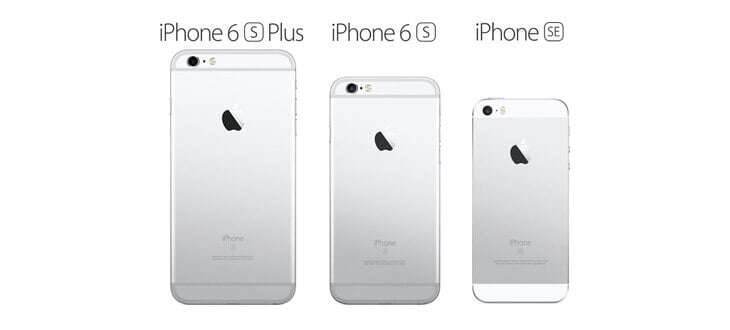 The size difference between 3 iPhone models